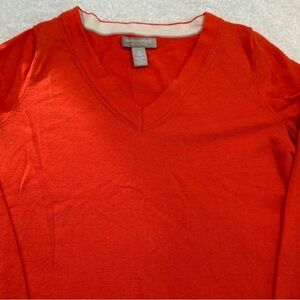 Banana Republic Orange V-Neck Sweater | Fine Merino Wool